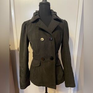 Celebrity Pink Double-Breasted Pea Coat - Dark Gray